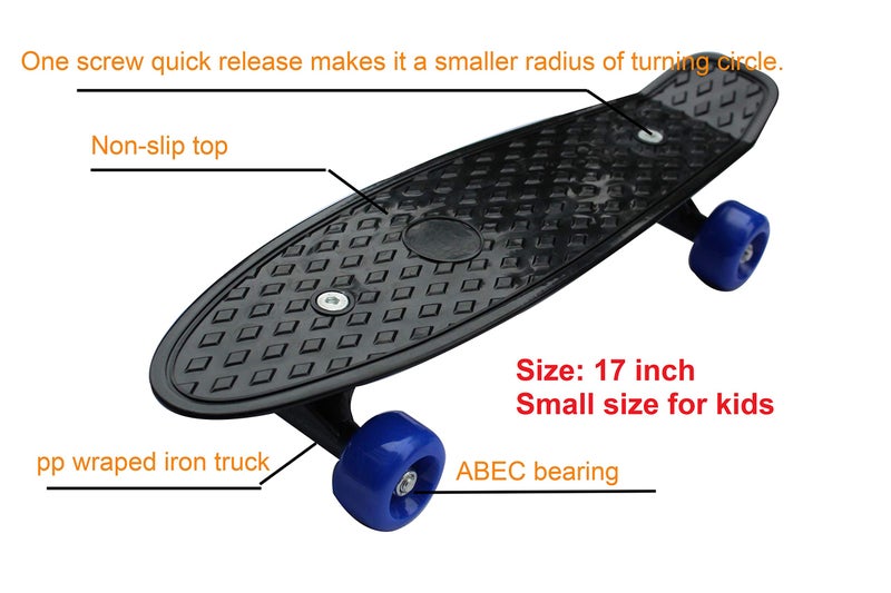 SK8MEMO 17" Mini Skateboard, Kids Skateboard for Beginners Age 3-6 Years (Black). - Image 3